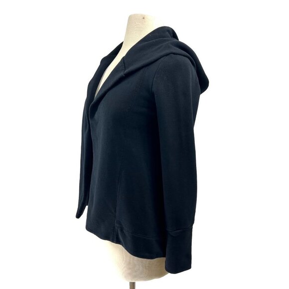 James Perse Jacket Women Small Black Open Front Hooded Pumice Avant- garden - Picture 3 of 8